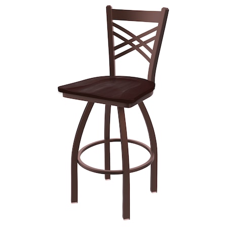 Holland Bar Stool Co 25" Swivel Counter Stool, Bronze Finish, Dark Cherry Maple Seat 82025BZDCMpl